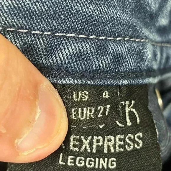 Rerock by Express legging Jeans Womens 4 Blue Distressed Denim Faded (0358) - Picture 4 of 13